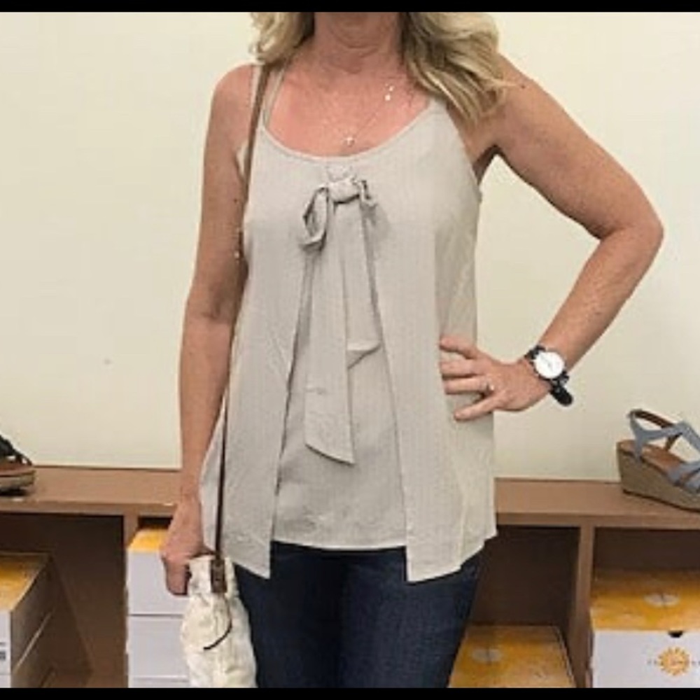 Mono B - Almond colored light weight tank with bow